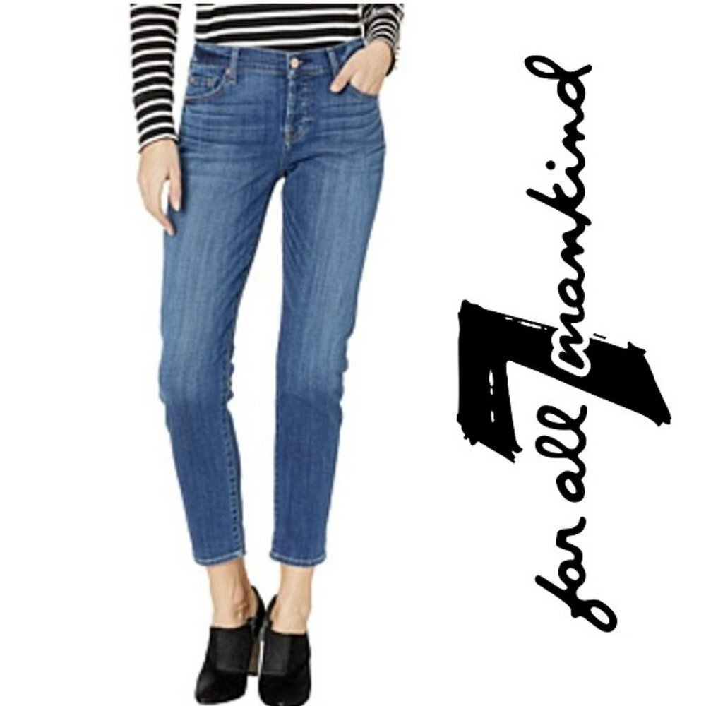 7 FOR ALL MANKIND Jeans Josefina Skinny Boyfriend Womens 27 Medium Wash $178